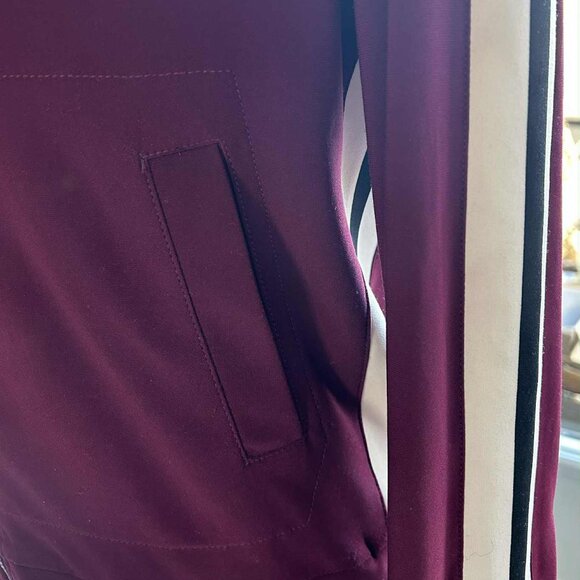 Norma Kamali Plum Stretch Iconic Track Jacket w/ Contrast Racing Stripes – US S - Picture 10 of 11